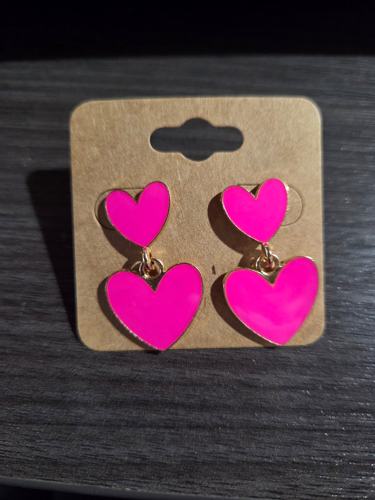 Pink Dbl Heart Dangle
