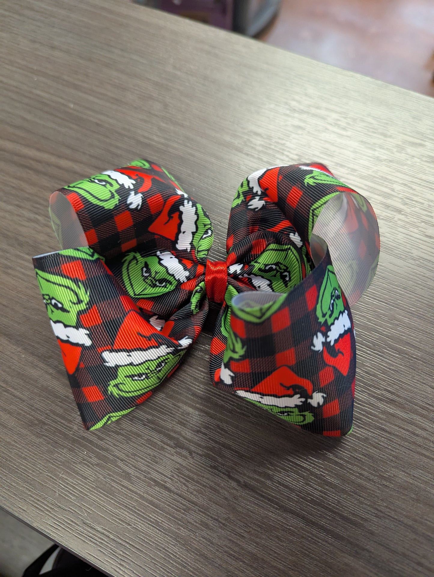 Plaid Green Monster Bow