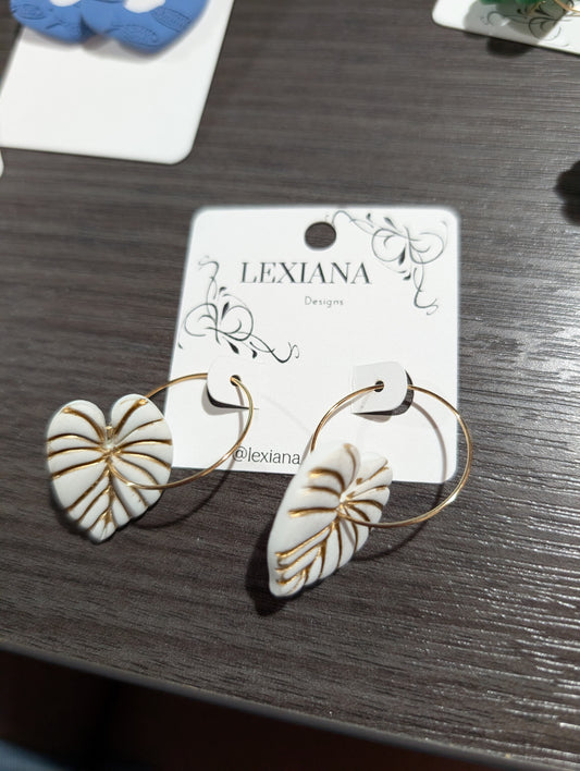 White Gold Leaf Hoop