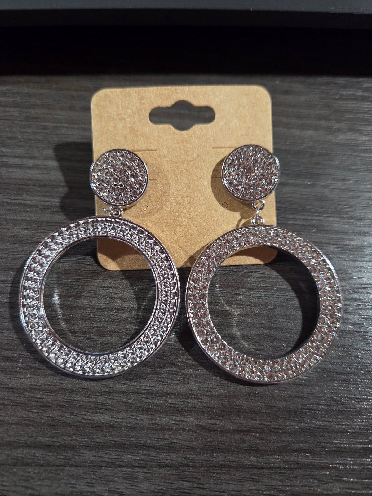 Clear Rhinestone Circle Dangle