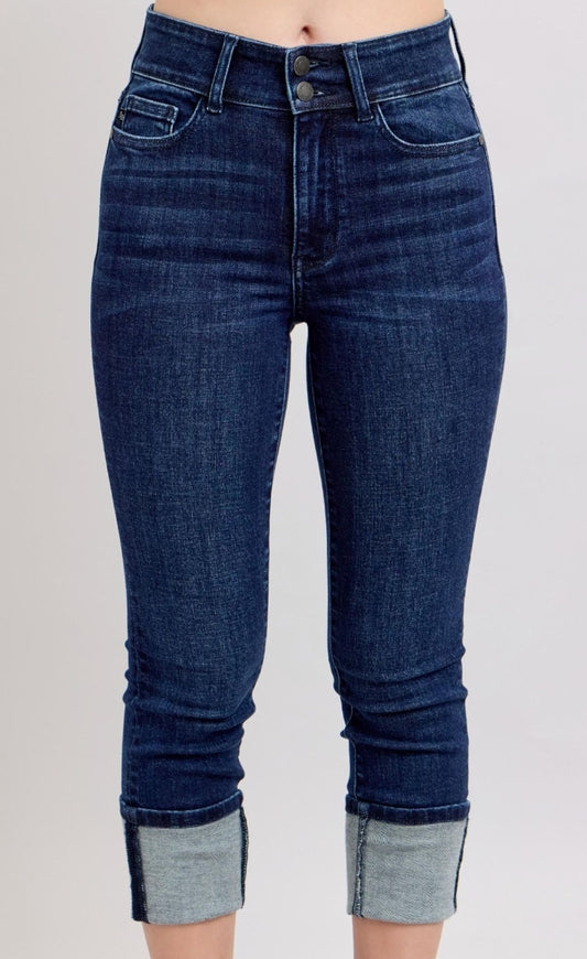 Judy Blue DK HW Double Waist Band Capri