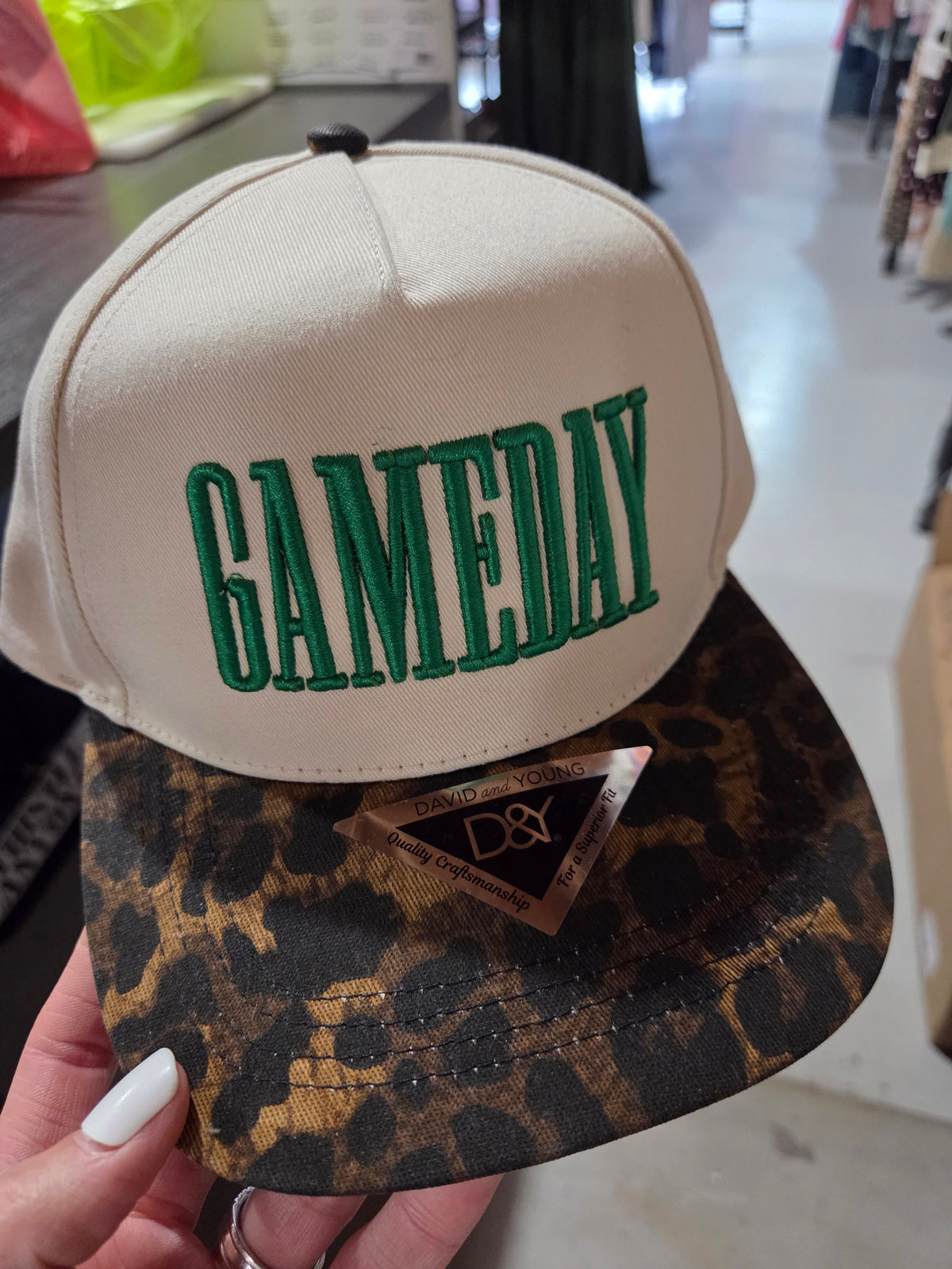 Leopard/ Green Game Day Hat