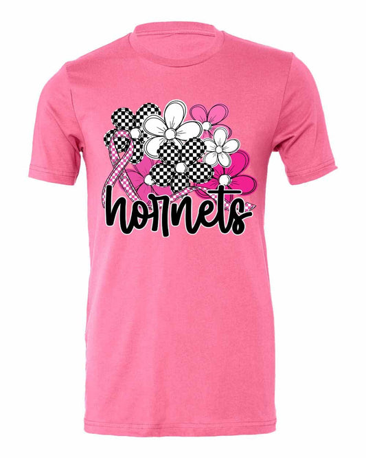 Hornets Checkered Flower Ribbon