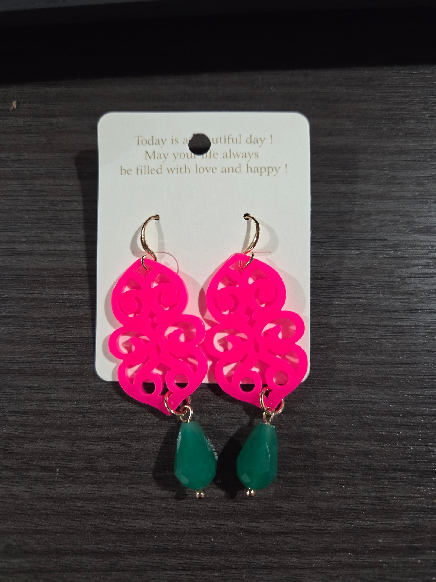 Pink Filigree Dangle Sm