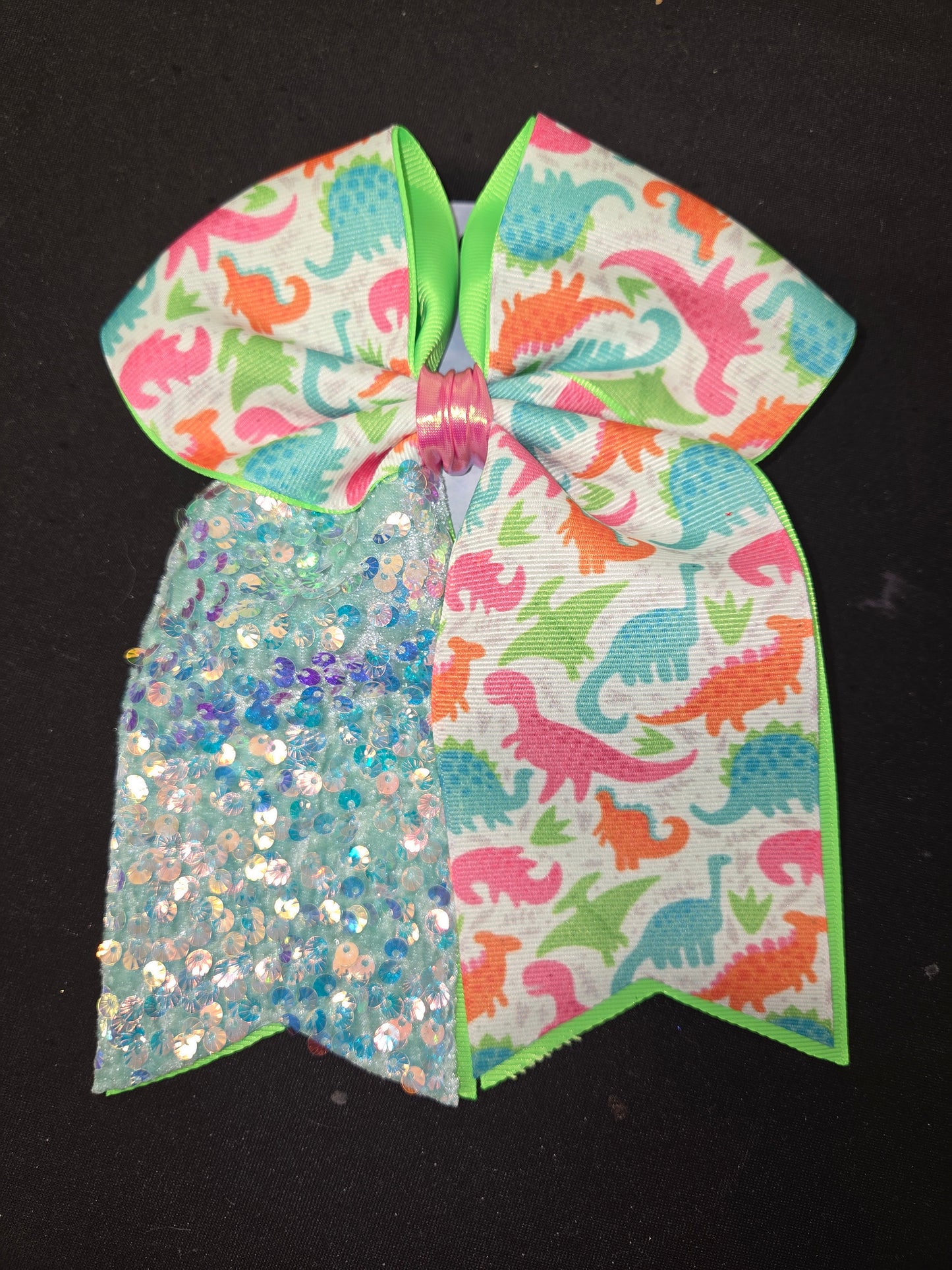 Neon/Sequins Dino Bow