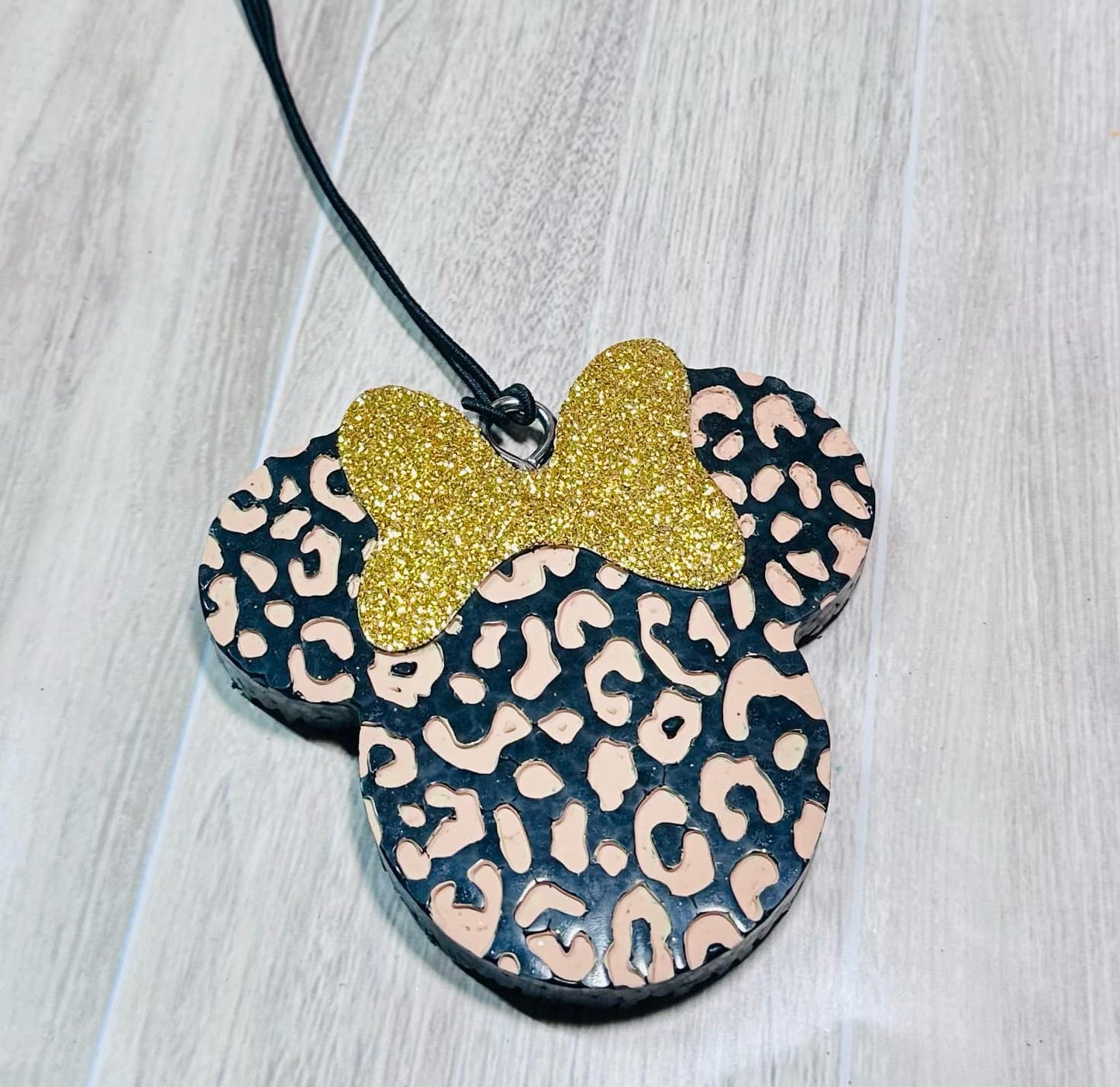 Leopard Mouse Bow - Watermelon Jolly Rancher