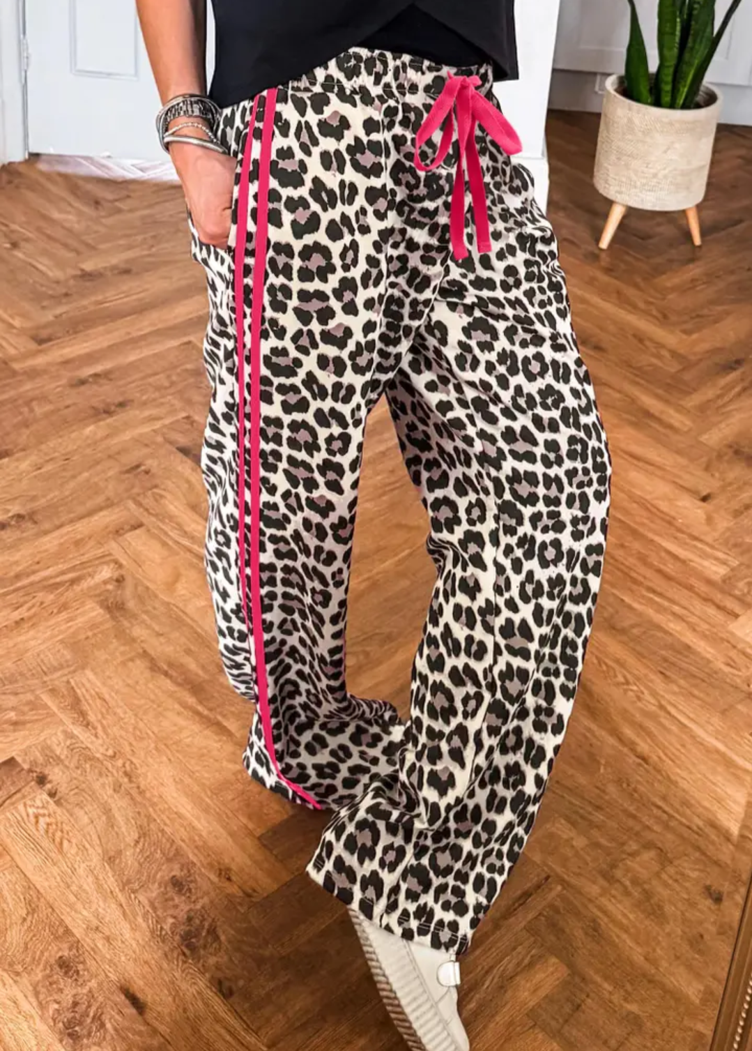 Leopard Rose Stripe Pants