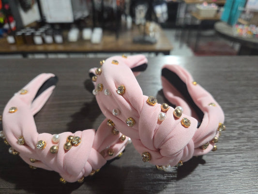 Pink Pearl Rhinestone Headband