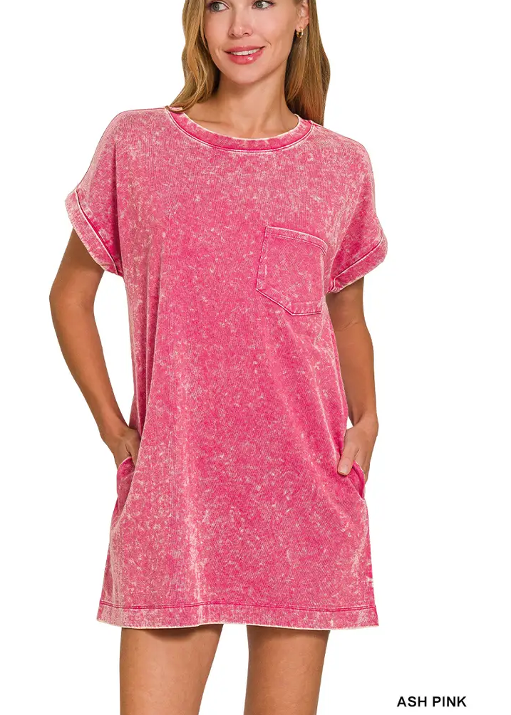 T-Shirt Dress - Ash Pink