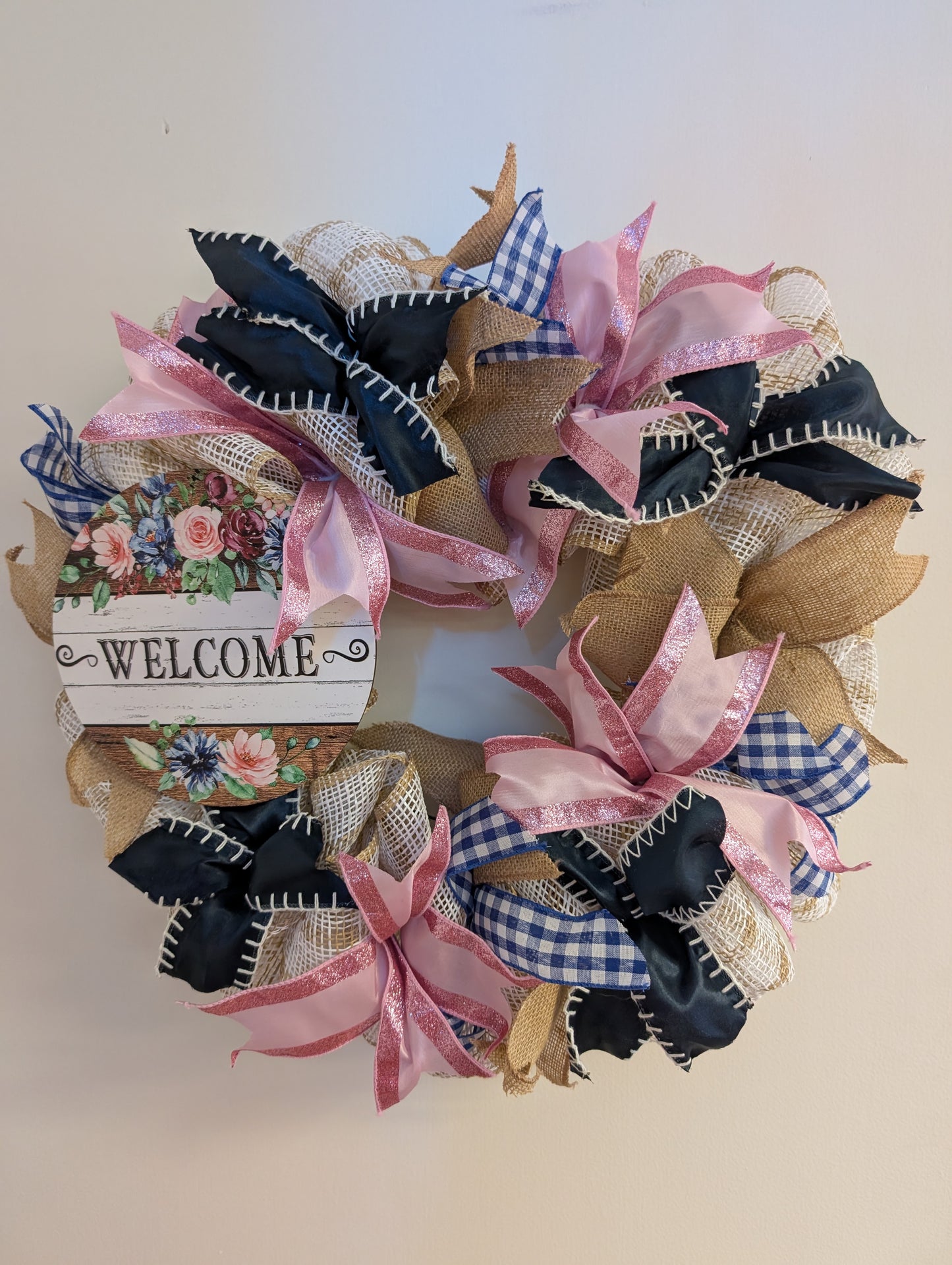 Welcome Floral Pink Wreath