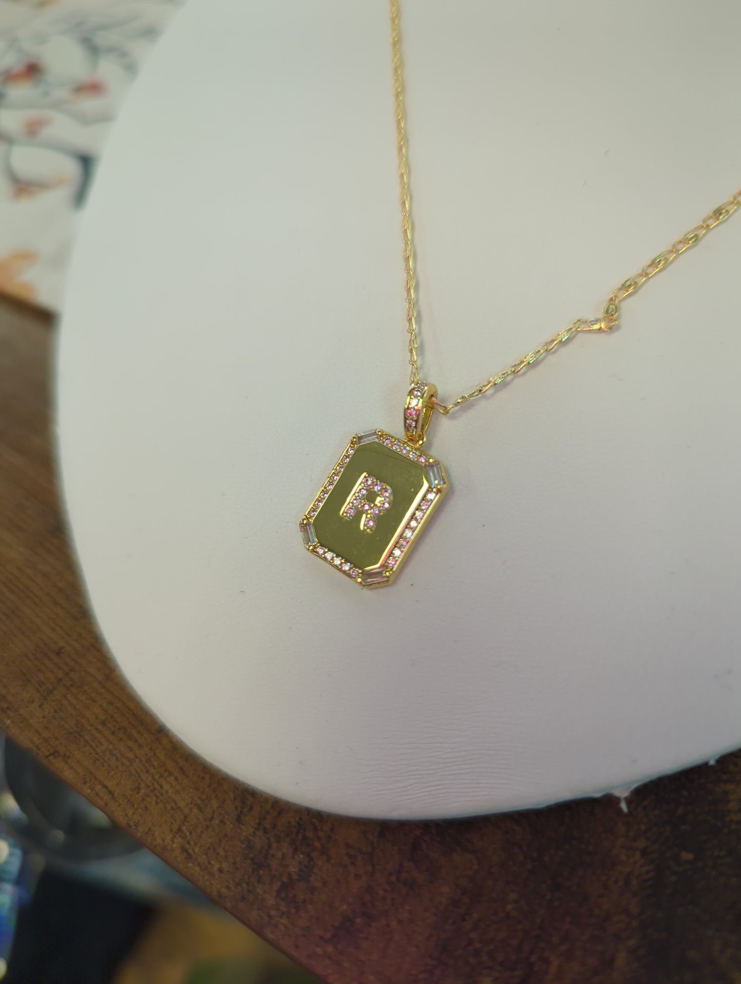 Initial Card Necklace N017