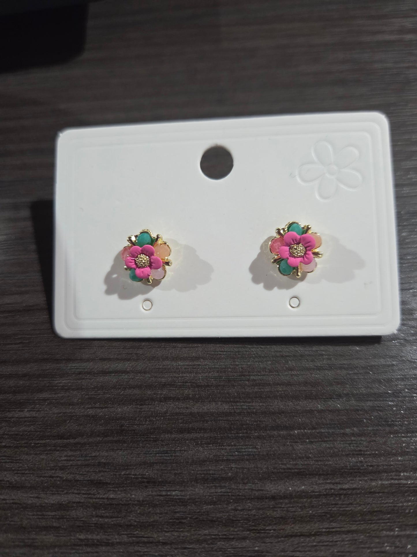 Pink Flower Studs