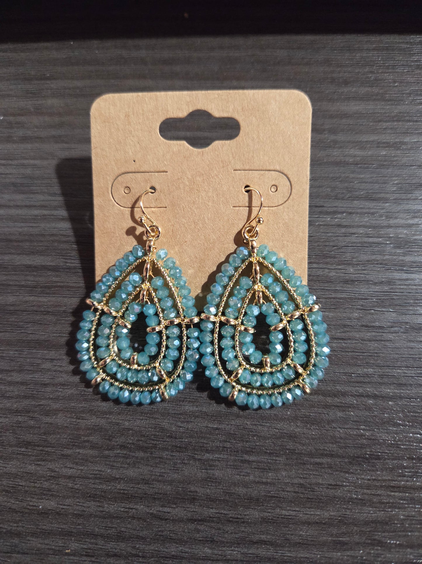 Blue Beaded Teardrop Dangle