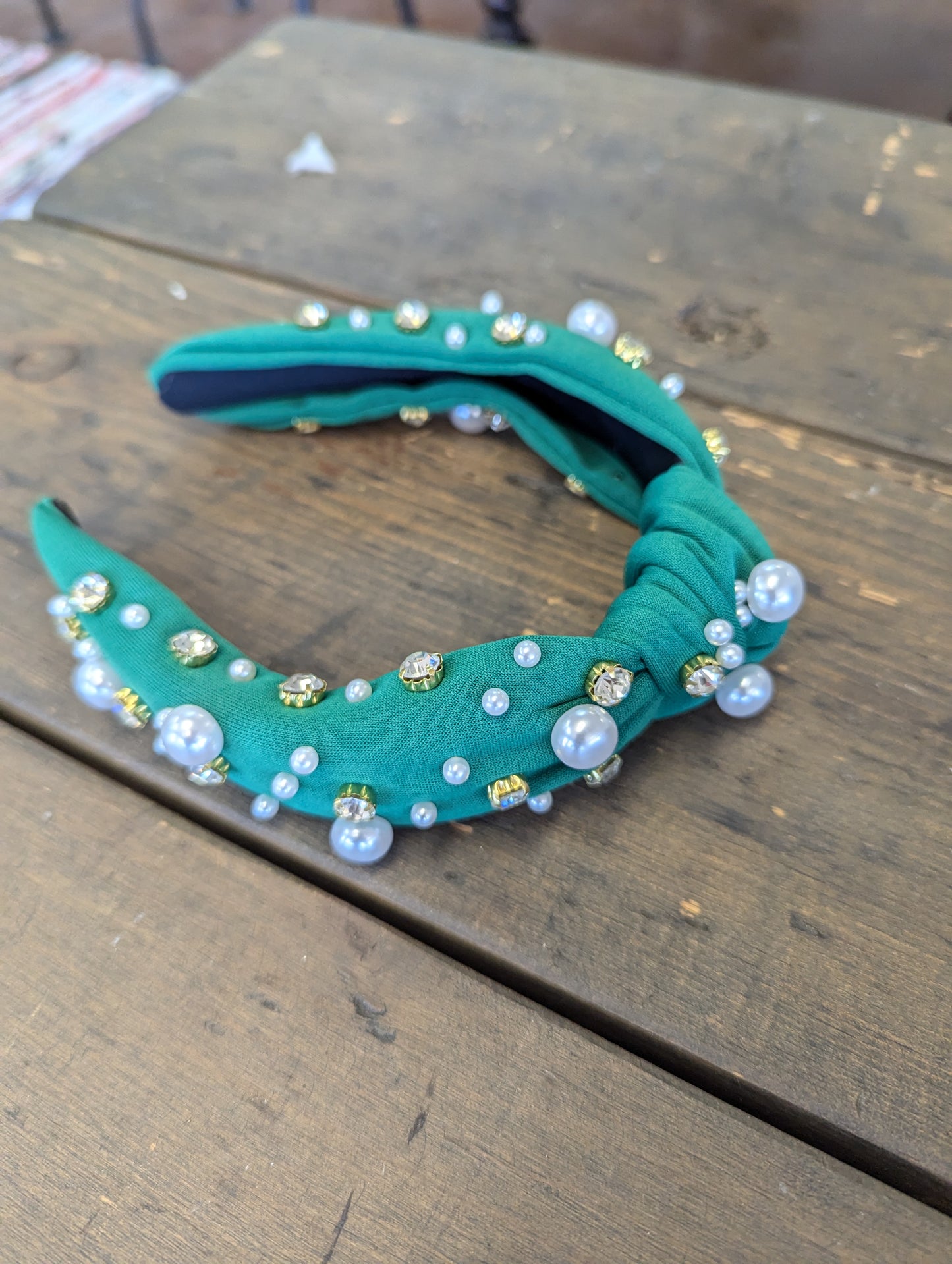 Green Pearl Rhinestone Headband