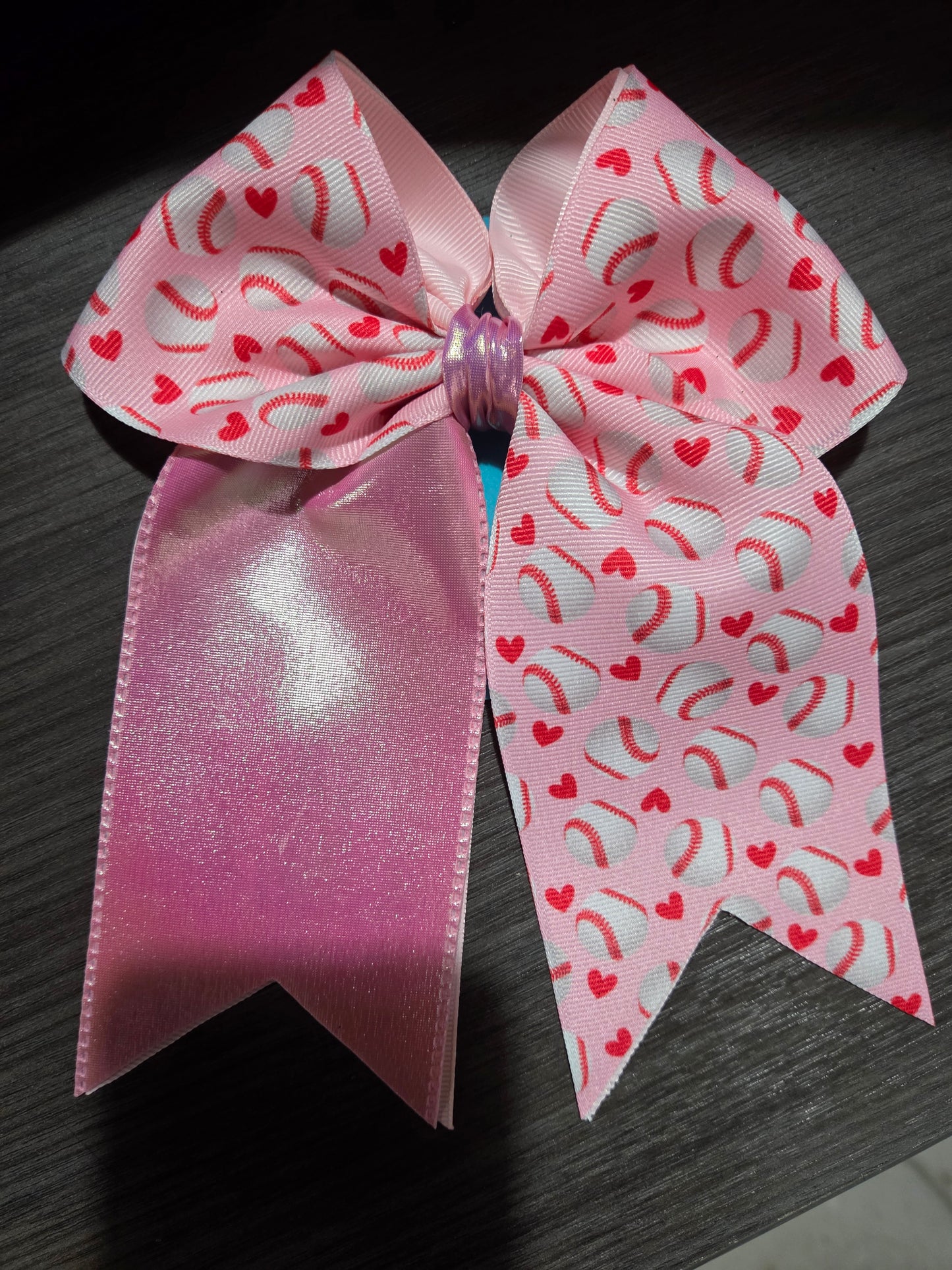 Pink Baseball Bow
