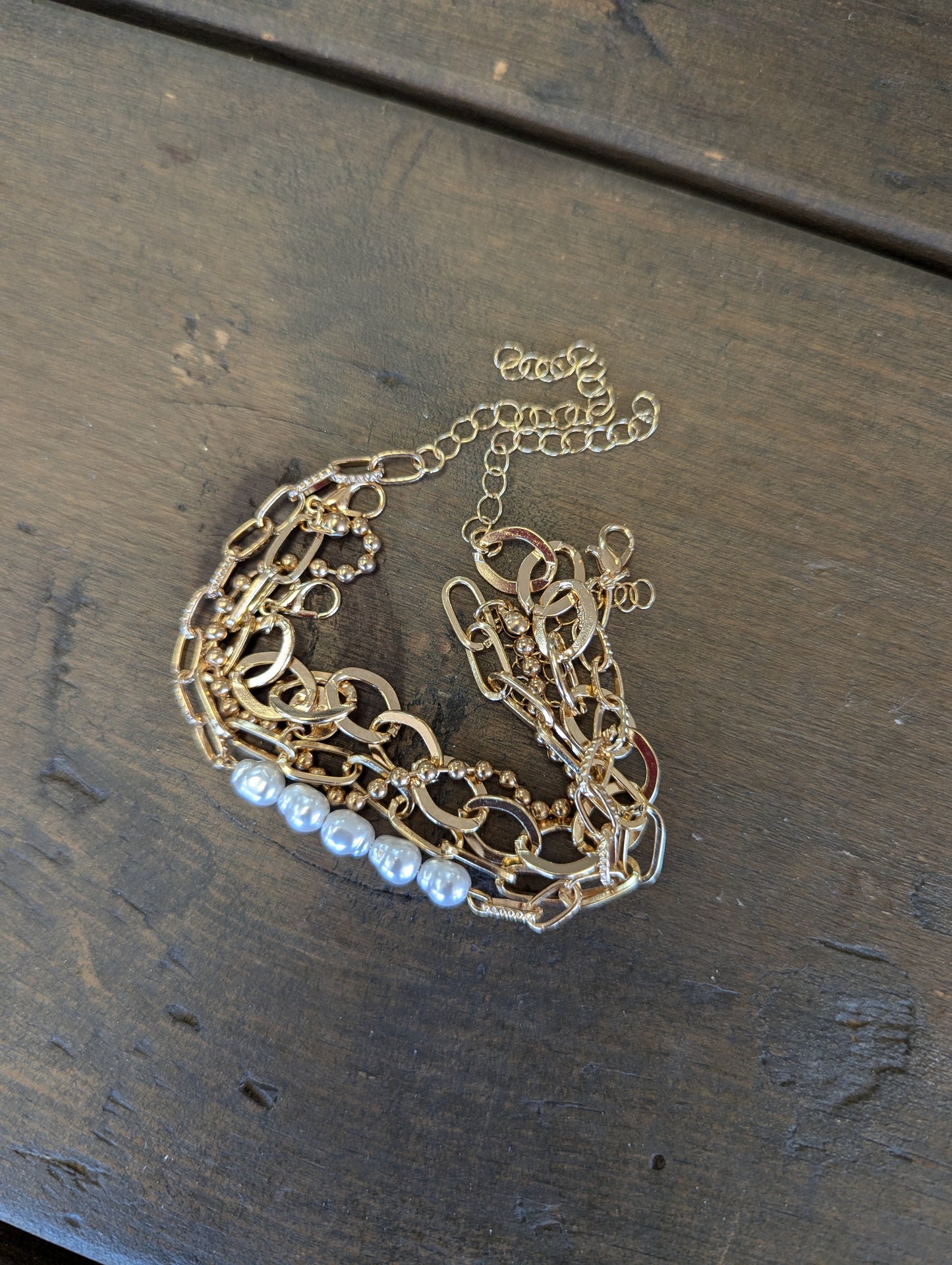 Gold Pearl Stack Bracelet