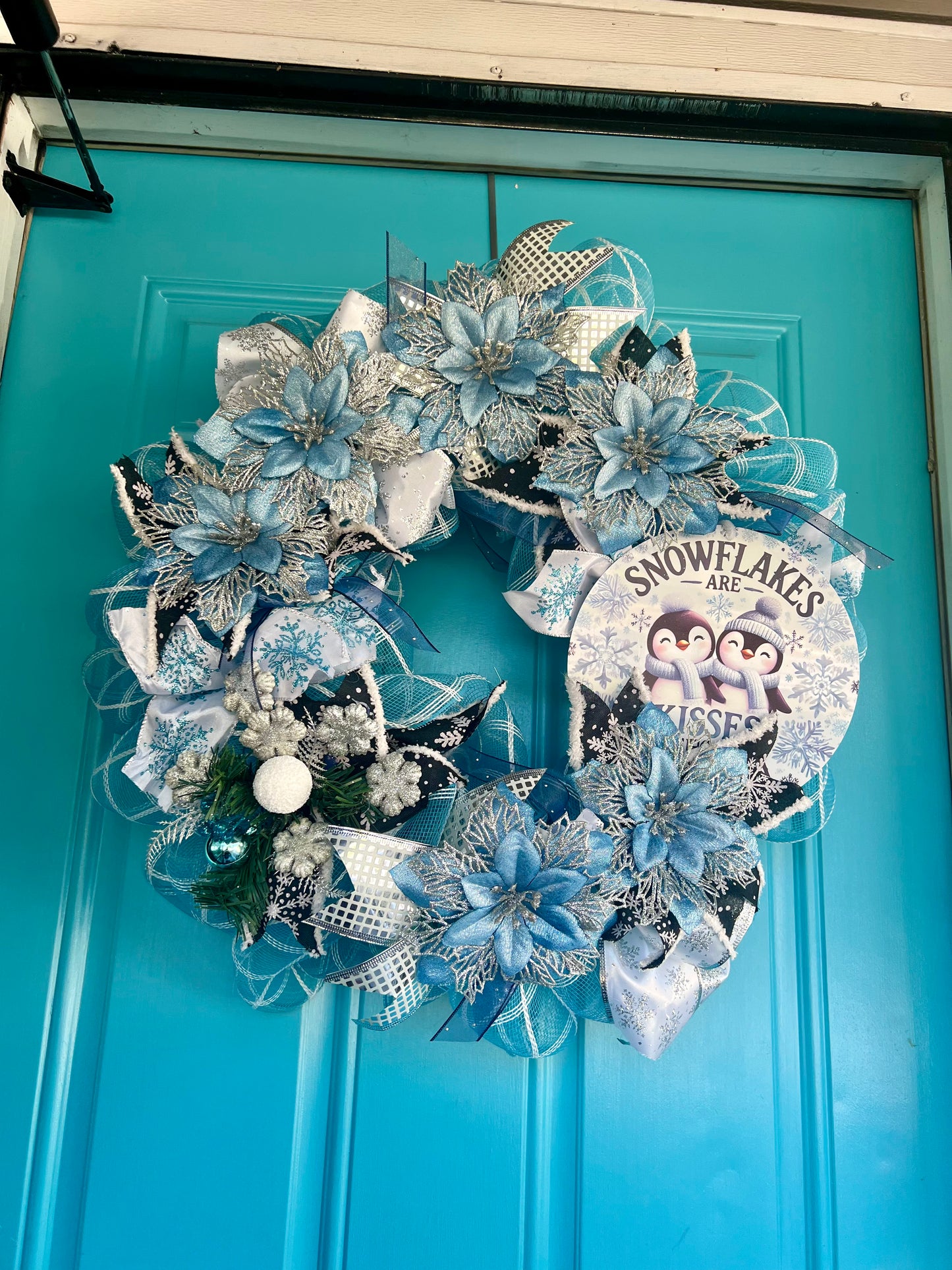 Penguins Snowflakes Wreath