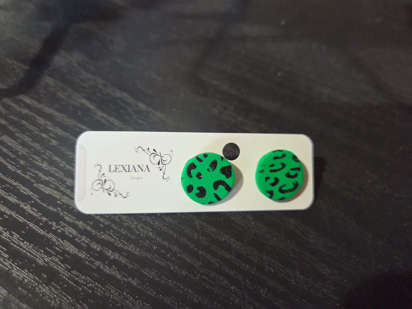 Green Leopard Studs LG