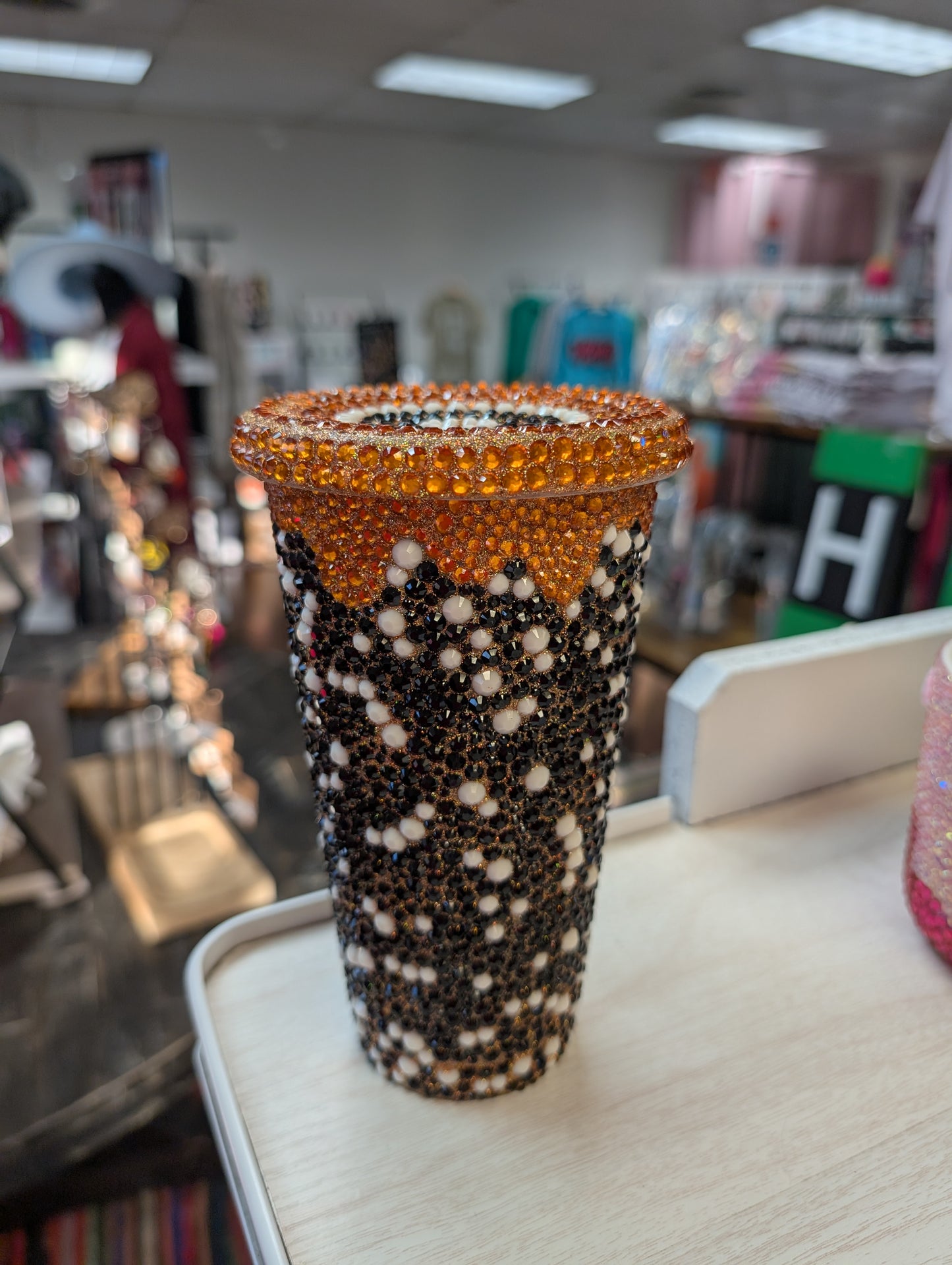 Bling Black/Orange Cold Cup