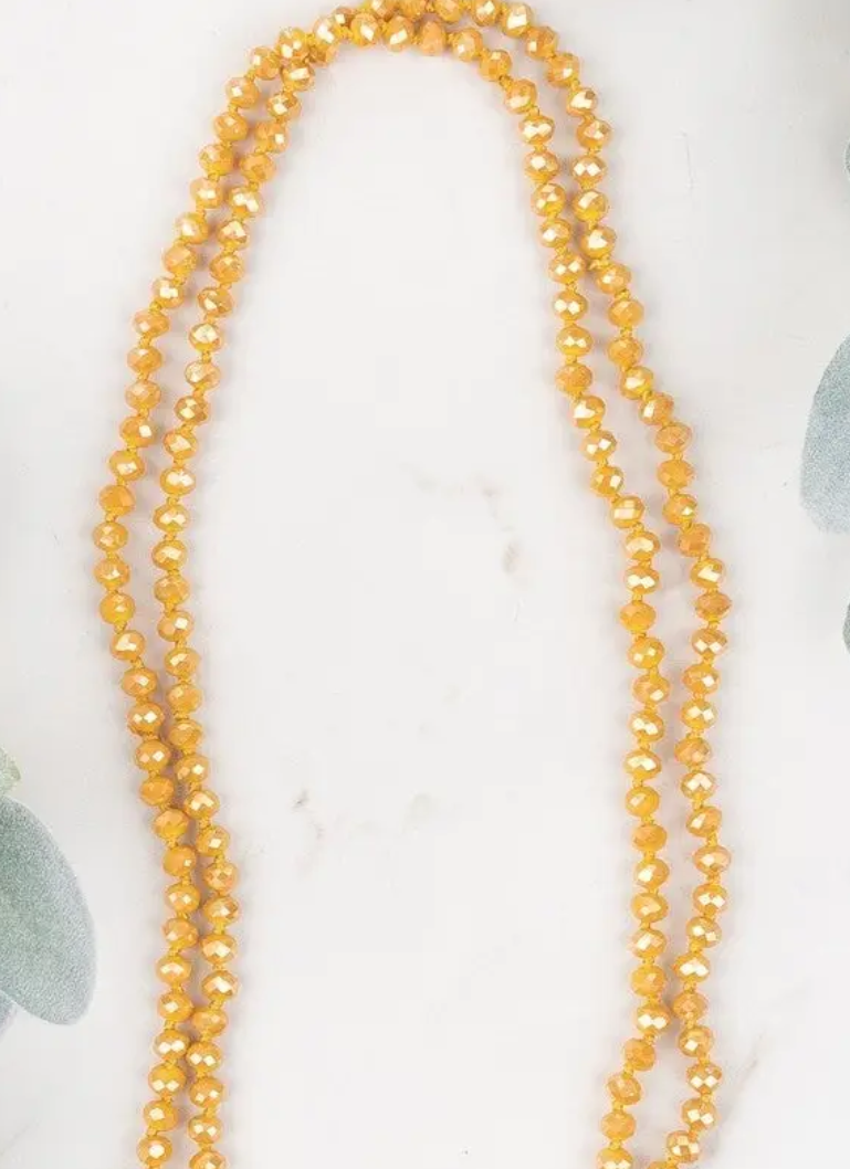 60" Wrap Bead Necklace-Mustard