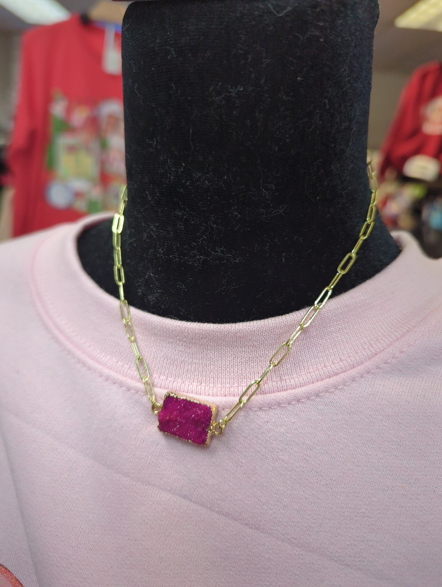 Druzy Necklace Pink N014P