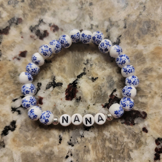 Blue and White Flower Bracelet