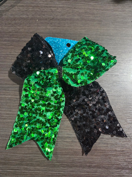 Grn/ Blk Sequins Bow