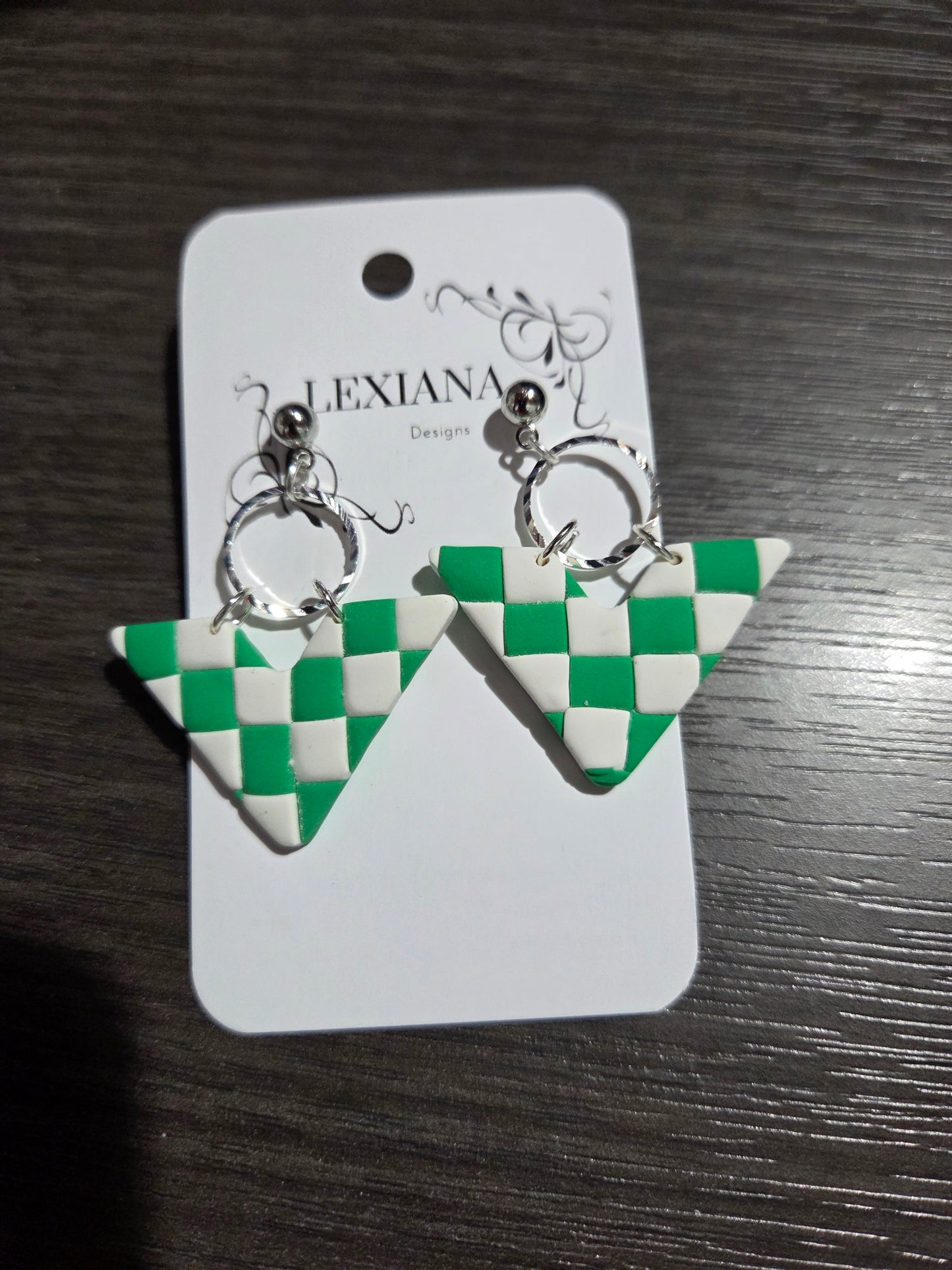 Green Checkered V Dangles