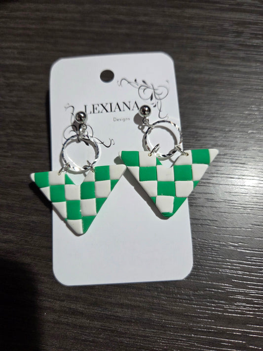 Green Checkered V Dangles
