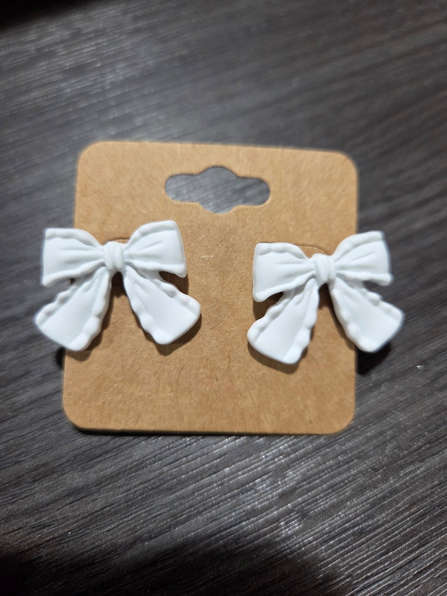 White Bow Earrings
