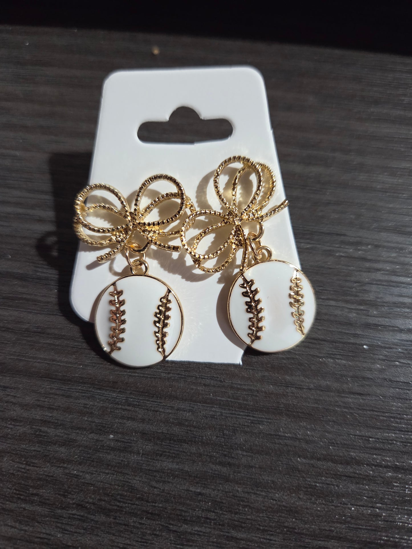 Gold Bow Baseball Dangle