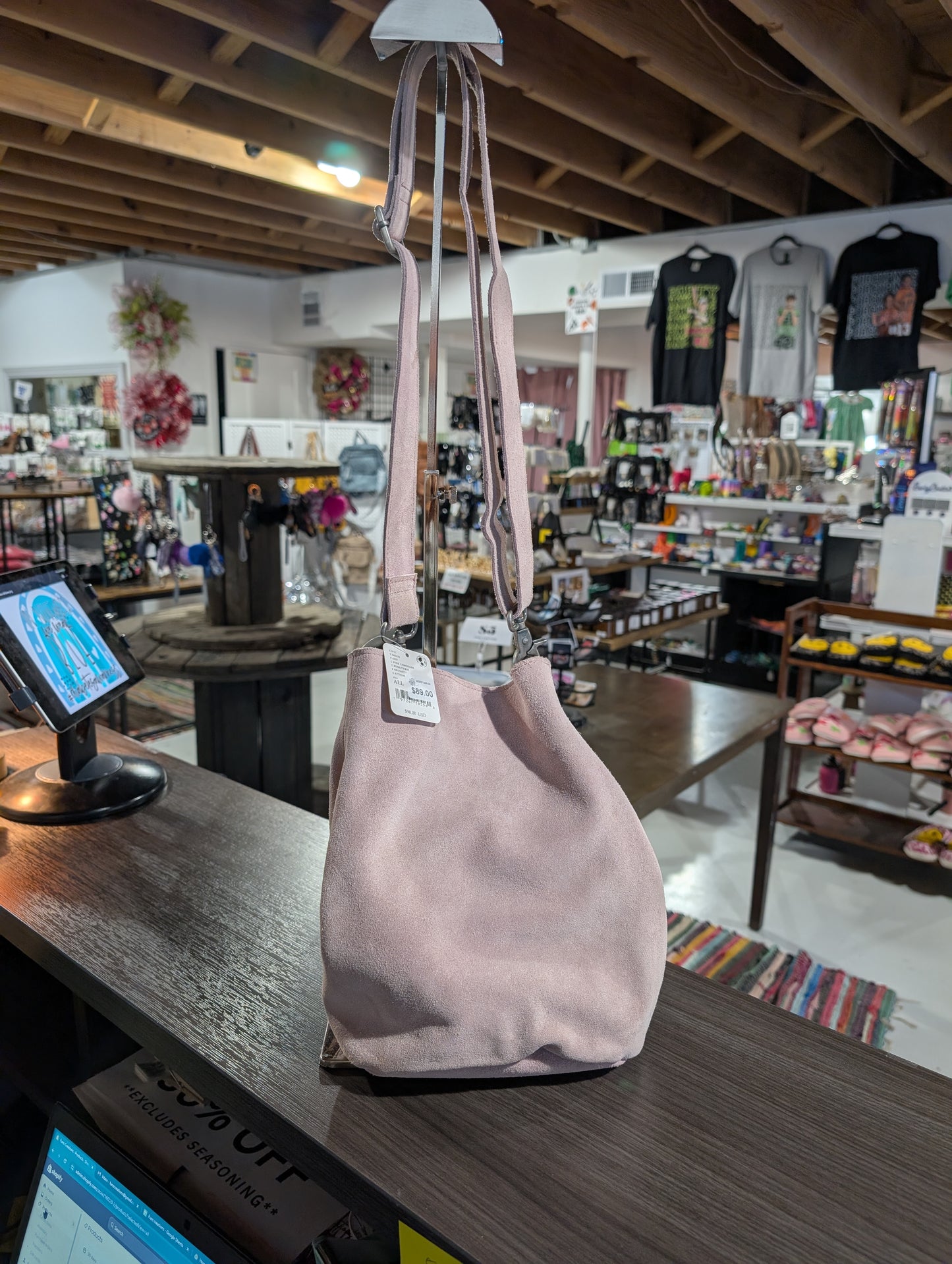 Free People Suede Crossbody - Pink Lemonade