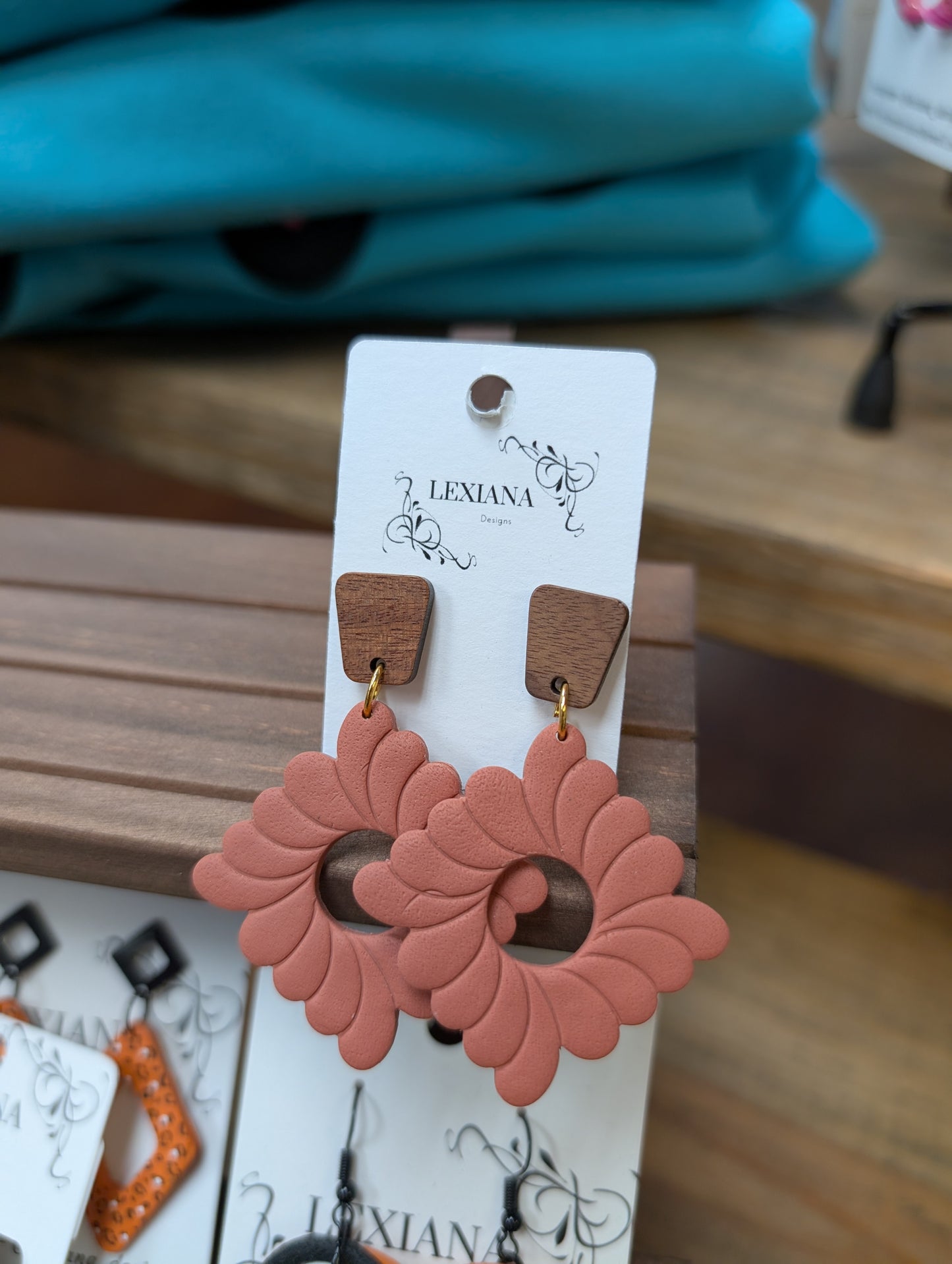 Orange Hallow Wood Dangle