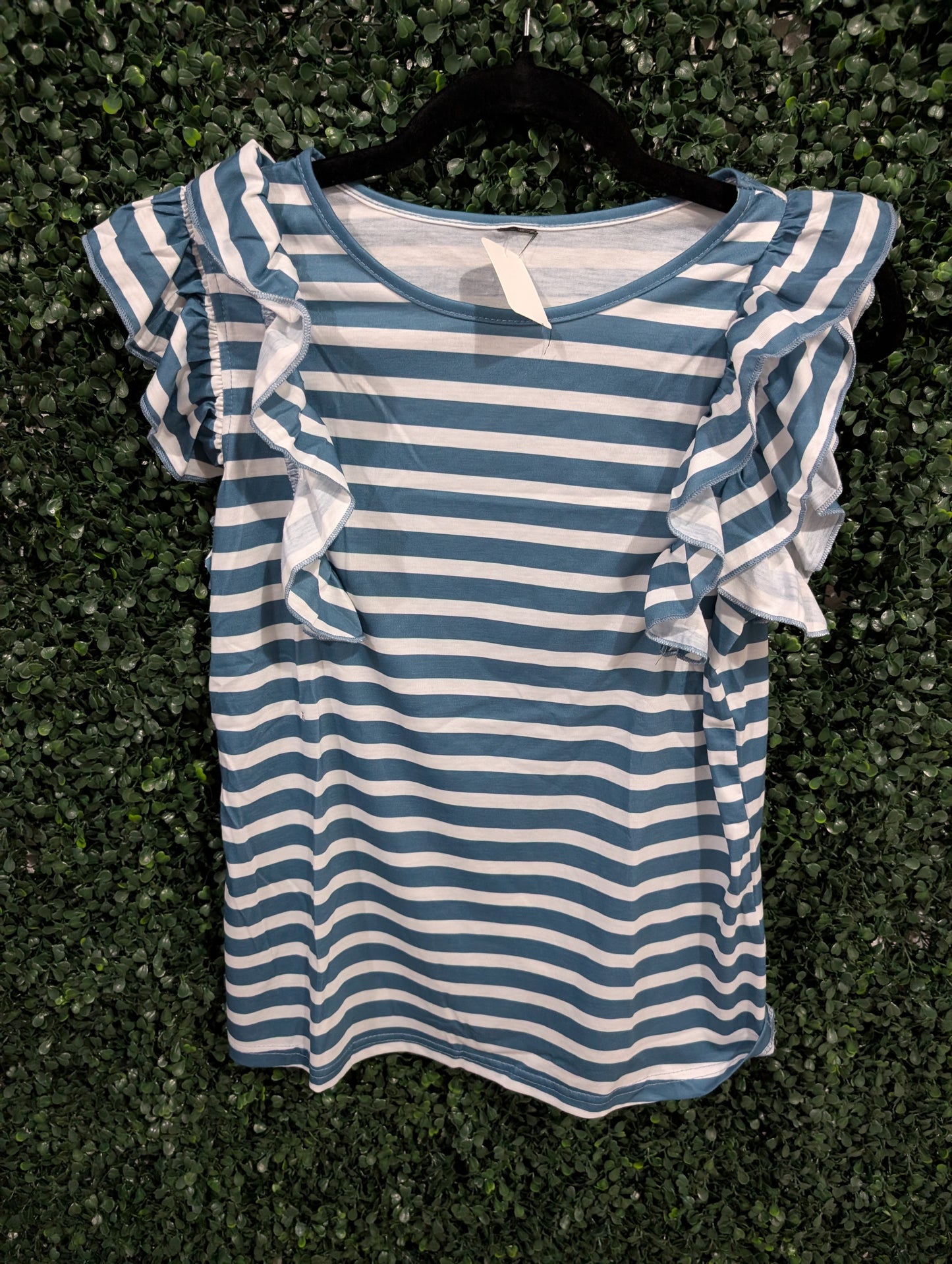 Stripe Ruffle Sleeve Top