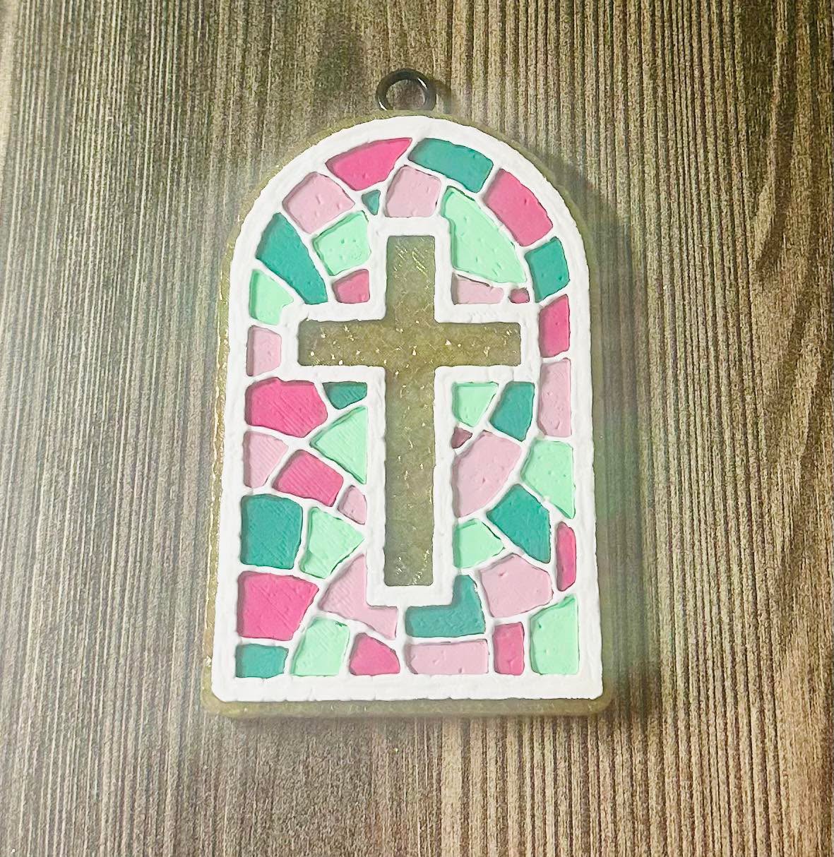 Cross Stain Glass - Blue Agave & Melon