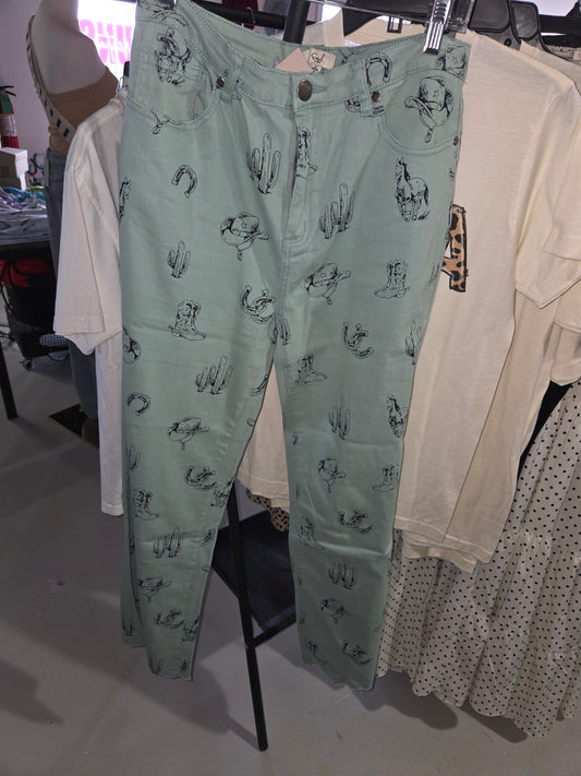 Western Print Pants