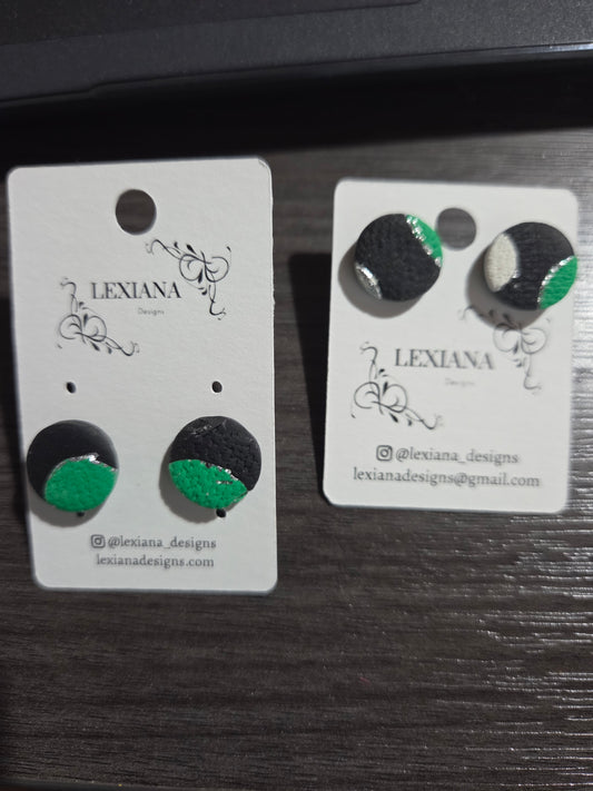 Blk/Green Circle Studs