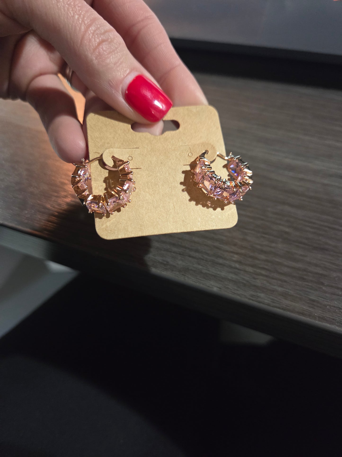 Pink Rhinestone Hoop