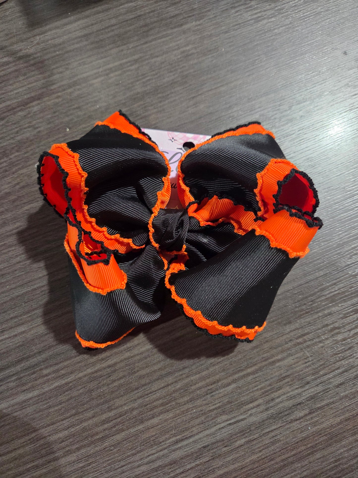 Orange/Blk Stitch Bow