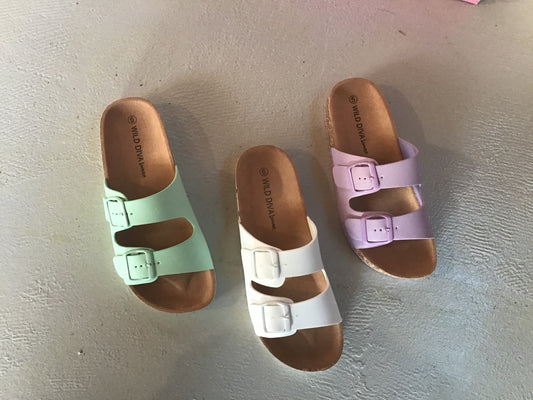 DOUBLE BUCKLE SANDALS - Mint Green