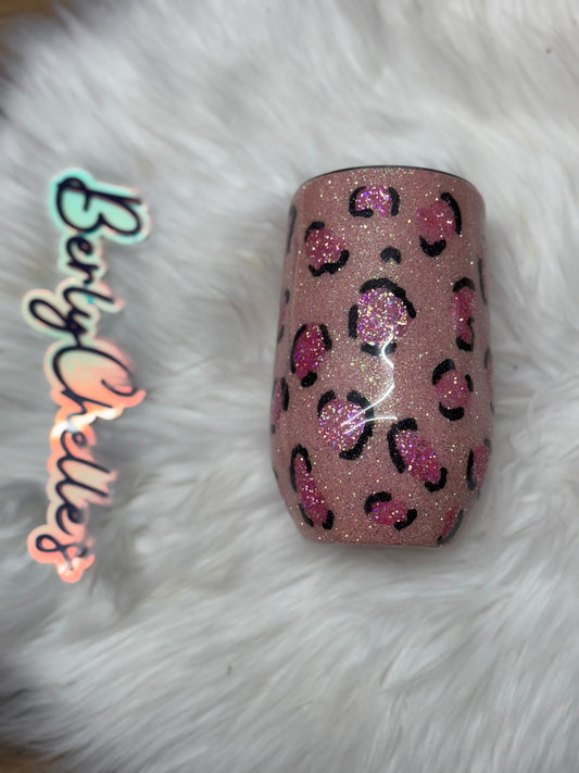 16 OZ WINE TUMBLER PINK LEOPARD