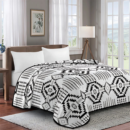 Black & White Aztec King Blanket