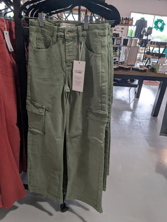 Risen Olive Wide Leg Cargos
