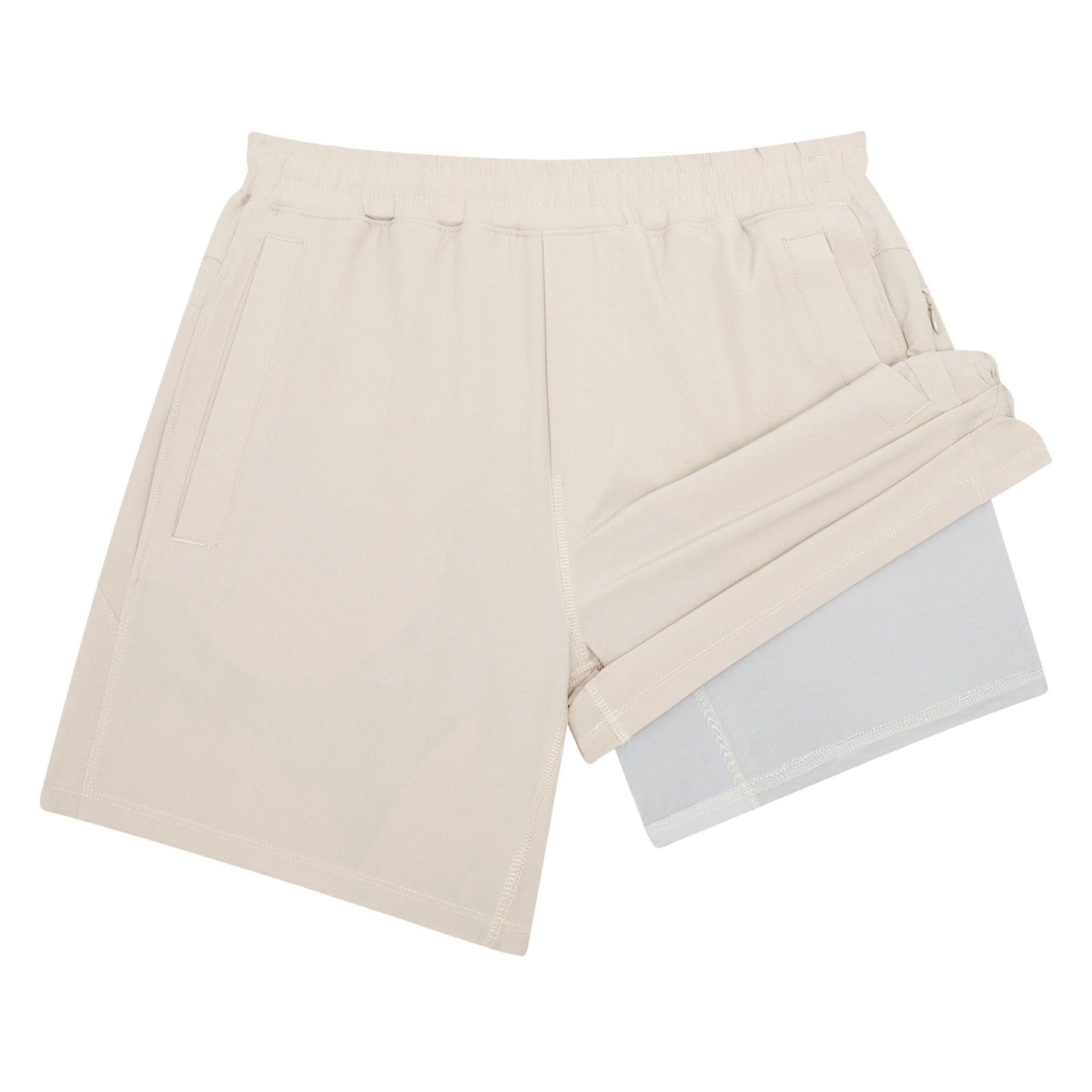 Stone Khaki Freeballers - Sport Shorts: 8" Inseam / Built-in Liner / XX-Large