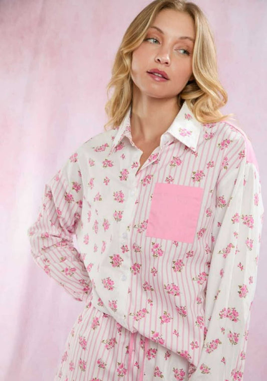 Multi Pattern Blouse (Rose)