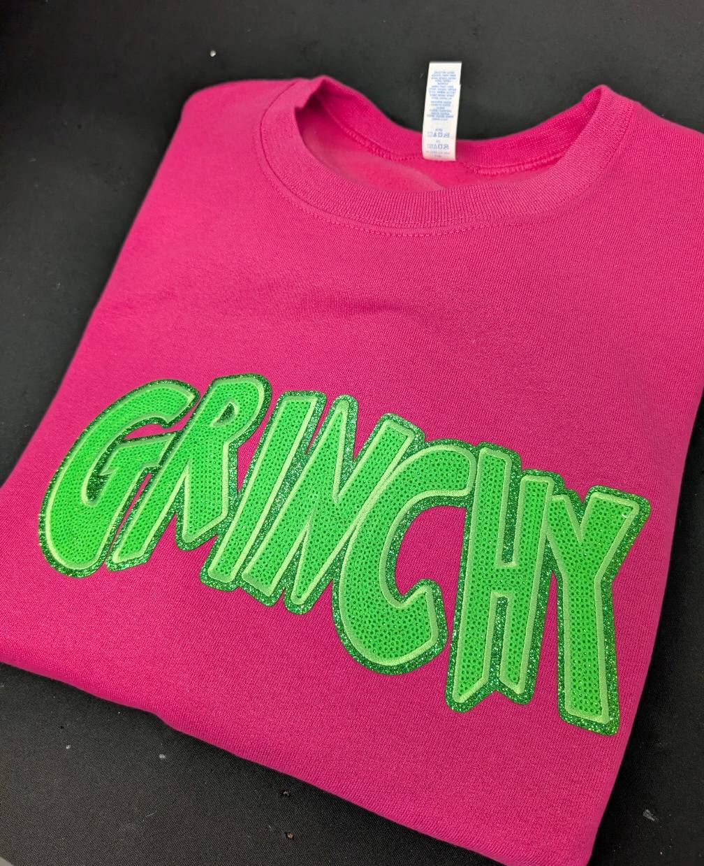 Pink/Green Sequin Grinchy Sweater