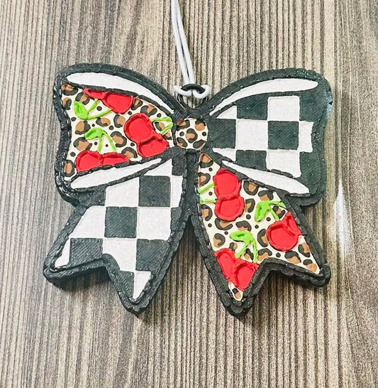 Cherry/Leo/Checkered Bow- Flip Flops