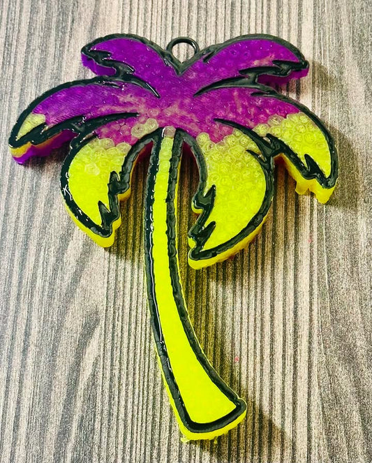 Purple/Yellow Palm Tree- Black Ice