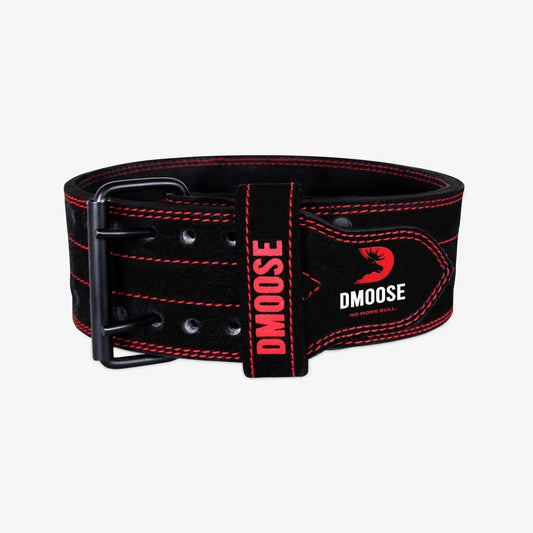 Powerlifting Belt for Weightlifting: Black/Red - Buckle Belt (Suede Leather) / M