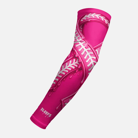 Pink Ribbon Drip Baseball Arm Sleeve